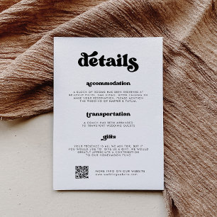 Cartão De Informações Na moda retro preto e branco Detalhes QR código