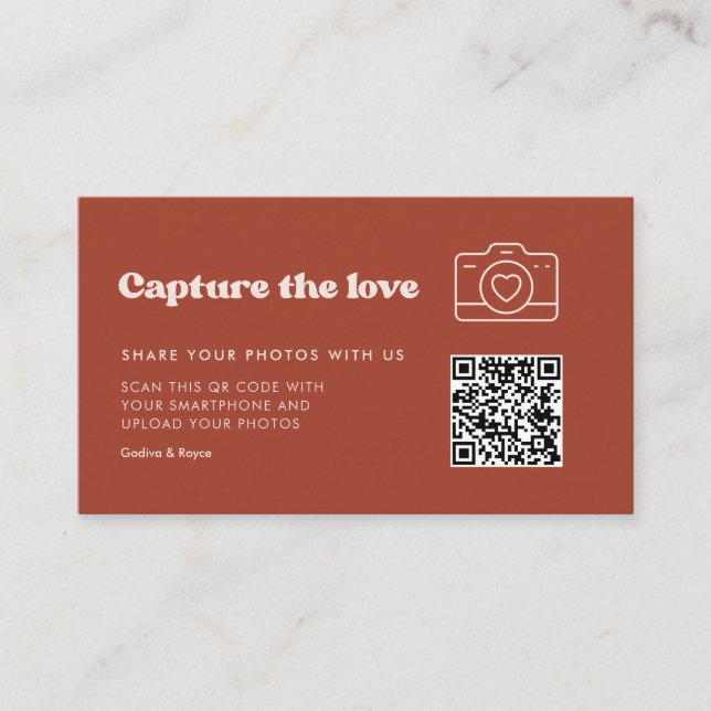 Cartão De Informações Na moda retro Terracotta Capture o amor (Frente)