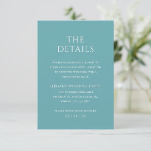 Cartão De Informações Na moda Teal Modern Wedding
