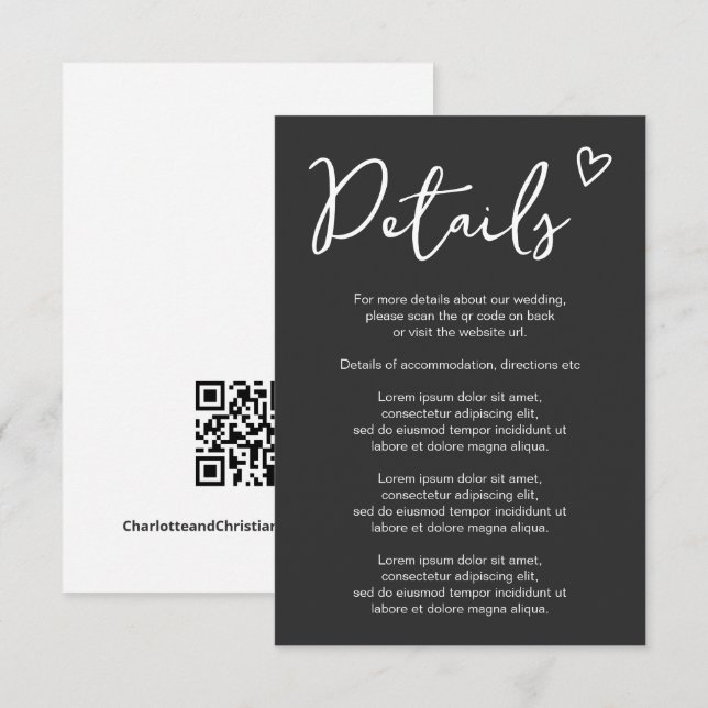 Cartão De Informações Nada de Rico apenas ama o simples código QR (Frente/Verso)