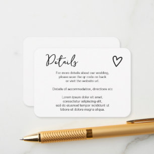 Cartão De Informações Nada de Rico apenas ama o simples código QR