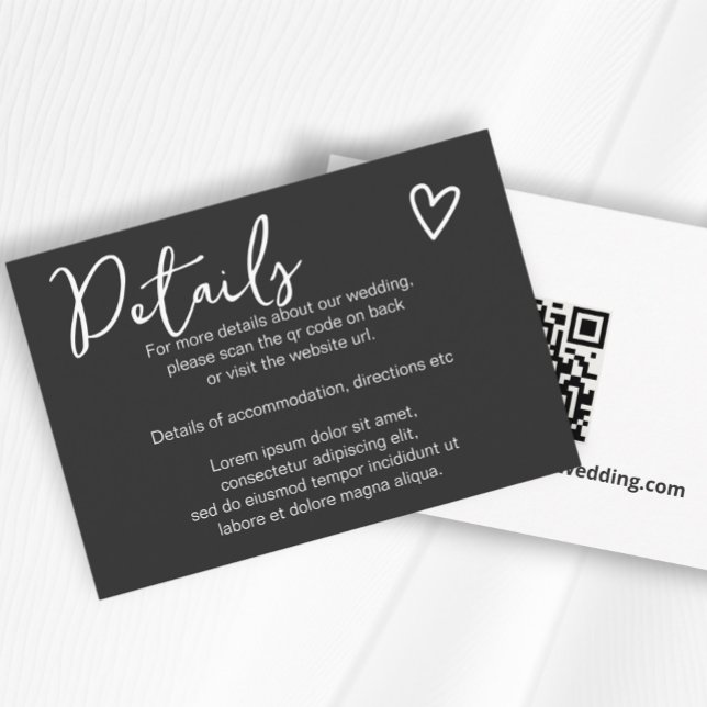 Cartão De Informações Nada de Rico apenas ama o simples código QR (Nothing Fancy Just Love Simple QR Code Enclosure Cards from Ricaso. Easy add own website QR code )