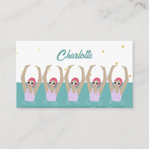 Cartão De Informações Nadadores Artísticos Modernos Vintage Nadadores Sy