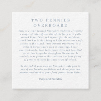 Cartão De Informações Nantucket Wedding Favor - Duas Pennias Embarcado