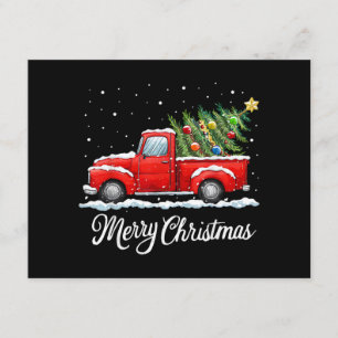Cartão De Informações Natal Antigo Caminhão Vermelho Vintage Feliz Natal