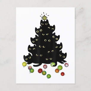 Cartão De Informações Natal dos Gatos Amantes de Férias Bonitas e Engraç