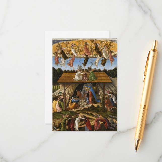 Cartão De Informações Natividade Mística, 1500 por Sandro Botticelli (Frente/Verso In Situ)