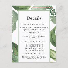 Cartão De Informações Natureza tropical selvagem. Detalhes do Casamento 