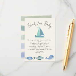 Cartão De Informações Nautical Blue Vooks For Baby Simple Boy´s Shower