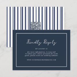 Cartão De Informações Nautical Navy Stripe Online RSVP Enclosure Card