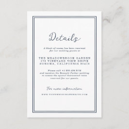 Cartão De Informações Nautical Navy Stripe Wedding Details Card