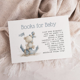 Cartão De Informações Nautical Teddy Bear Baby Shower Books for Baby