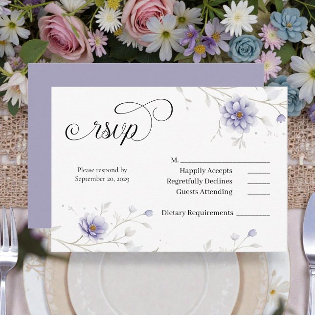 Cartão De Informações Navy and Blush Floral Wedding RSVP (Criador carregado)