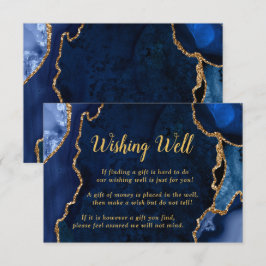 Cartão De Informações Navy Blue and Gold Agate Wedding Wishing Well