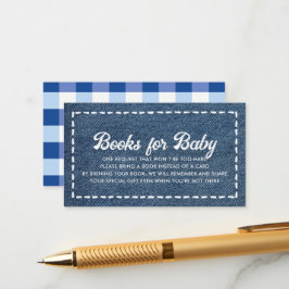 Cartão De Informações Navy Blue Jean Baby Shower Boy Books for Baby