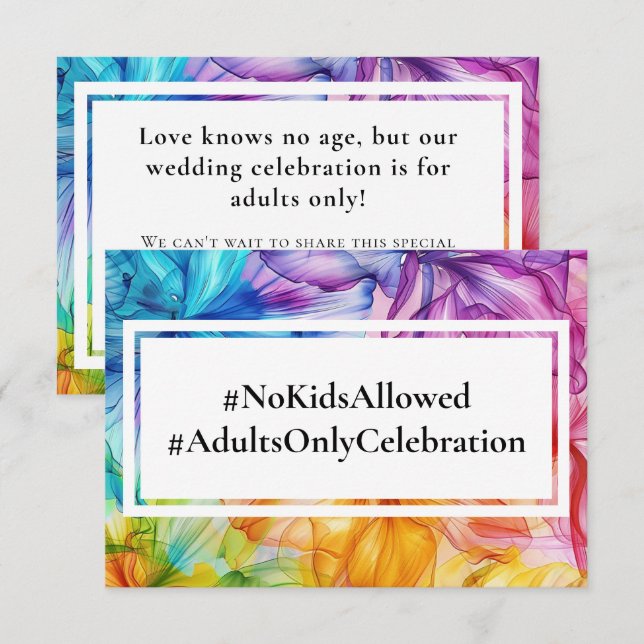 Cartão De Informações NENHUMA CRIANÇA casamento Eteal Bloom (Frente/Verso)