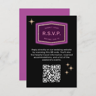 Cartão De Informações Neon Sign Vegas Weding QR code Online RSVP