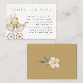 Cartão De Informações Neutral Books for Baby Card Ivory & Golden Floral