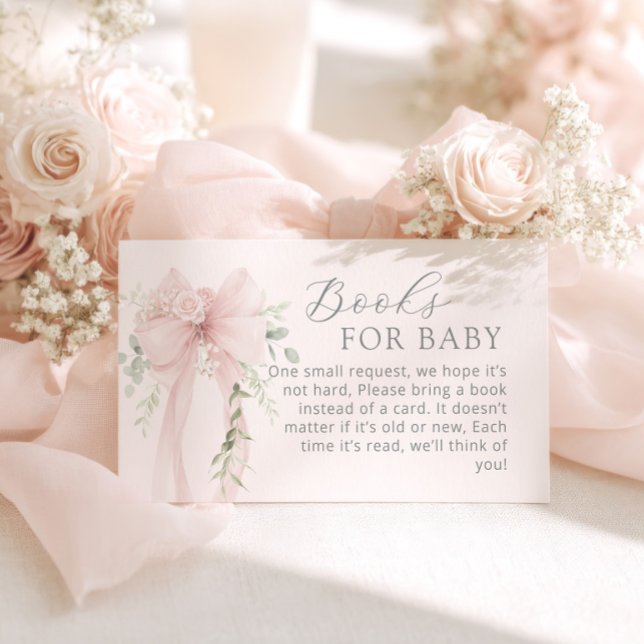 Cartão De Informações Neutral Bow Greenery Books for baby (Criador carregado)