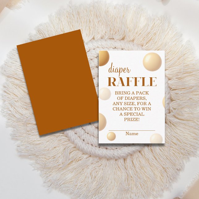 Cartão De Informações Neutral Gold Balloon Diaper Raffle Baby Shower (Criador carregado)