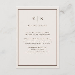 Cartão De Informações Neutral Minimal Chic Border Wedding Guest Details
