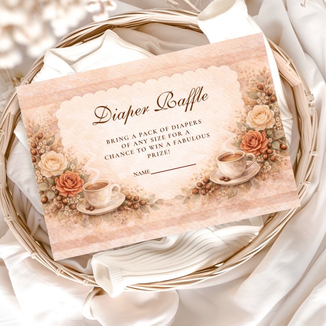 Cartão De Informações Neutral Rustic A Baby Is Brewing Diapper Raffle (Criador carregado)