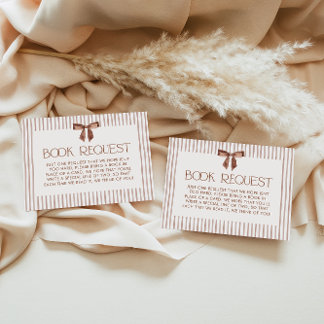 Cartão De Informações Neutral Striped Bow Books for Baby