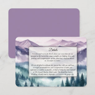 Cartão De Informações Nevoeiro de Lavanda na Neve Alpina Casamento