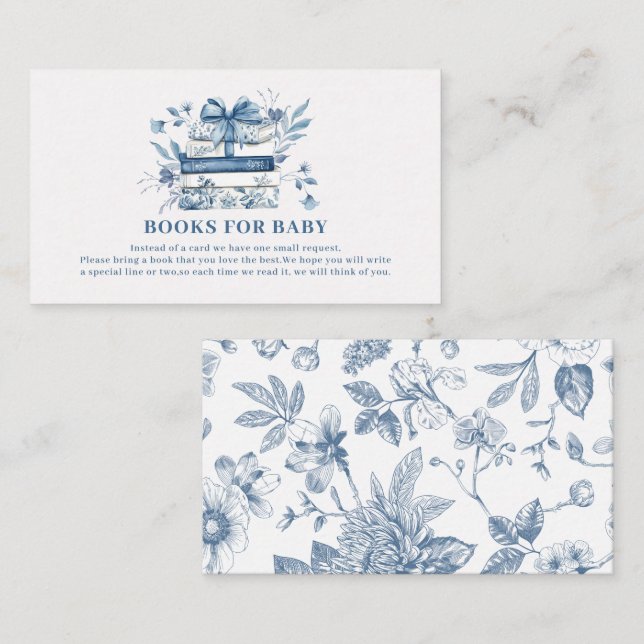 Cartão De Informações New chapter chinoiserie Baby shower books for baby (Frente/Verso)