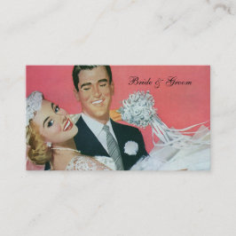Cartão De Informações Newlyweds do casamento vintage, noiva do