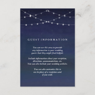 Cartão De Informações Night Sky Garlands of Stars Weding Guest Info