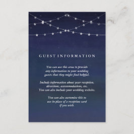 Cartão De Informações Night Sky Garlands of Stars Weding Guest Info