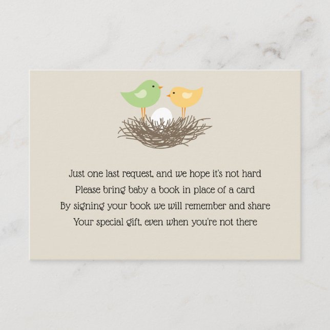 Cartão De Informações Ninho do Pássaro Amarelo e Verde (Frente)