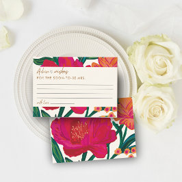 Cartão De Informações Noiva com conselhos e desejos de Chá de panela flo