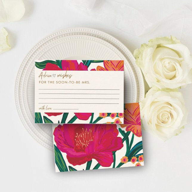 Cartão De Informações Noiva com conselhos e desejos de Chá de panela flo (Criador carregado)