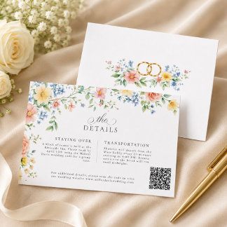 Cartão De Informações Noiva de Flor de Água Suave Pastel