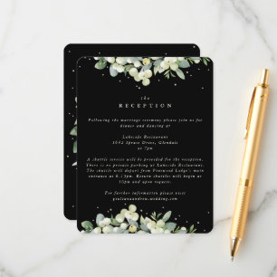 Cartão De Informações Noiva de Snowberry Preto + Eucalipto na Recepção d