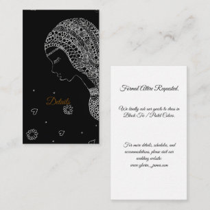 Cartão De Informações Noiva Elegante em Preto e Branco Silhueta Convidad