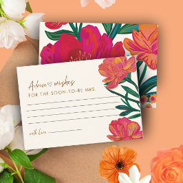 Cartão De Informações Noiva em flor Conselhos e Desejos para Chá de Noiv