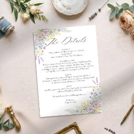 Cartão De Informações Noiva Floral Aquarela Jardim Florido Pastel