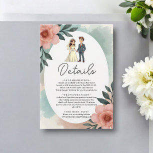 Cartão De Informações Noiva Floral E Casamento De Groom Rustic Watercolo