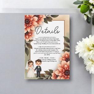 Cartão De Informações Noiva Floral E Casamento Romântico De Mola