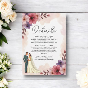 Cartão De Informações Noiva Floral Romântica E Casamento Chic Do Groom