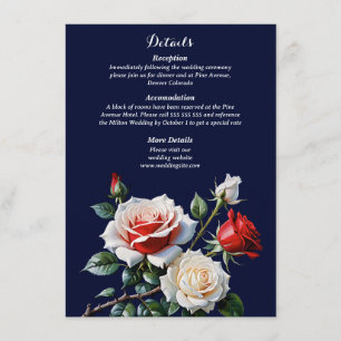 Cartão De Informações Noiva floral rosa branco vermelho escuro de rosas