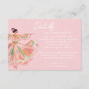 Cartão De Informações Noiva Mexicana Rosa Casamento de Destino