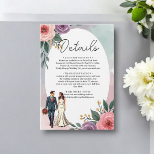 Cartão De Informações Noiva Romântica E Casamento Floral De Groom Waterc