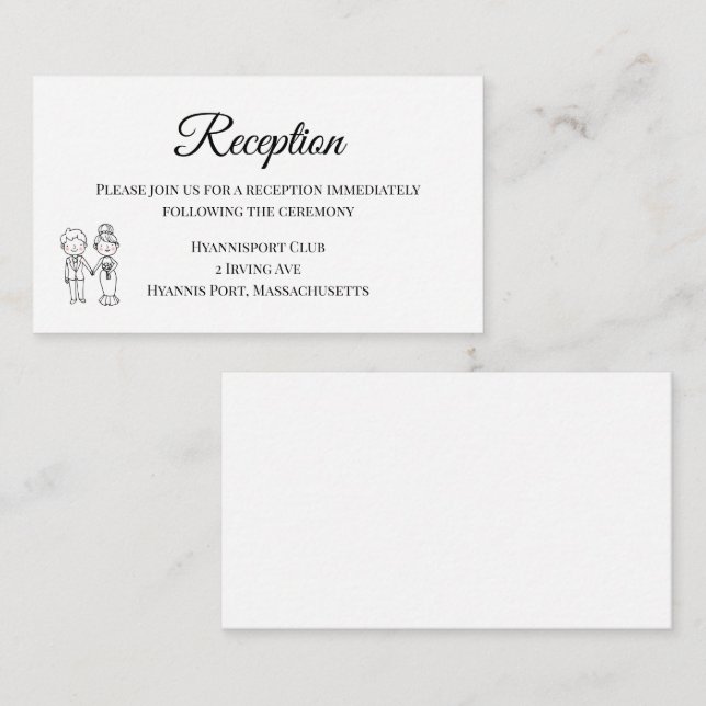 Cartão De Informações Noivo Noiva Fofo Casamento Preto Branco Recepção (Frente/Verso)