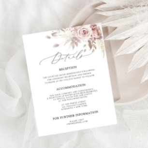 Cartão De Informações Noivo Rosa Bege Poeira Rosa Floral Chic Detalhes d