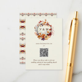 Cartão De Informações Nome de Flor Selvagem Clássico Código QR Casamento