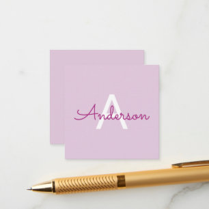 Cartão De Informações Nome do Script & Monograma   Magenta e Roxo Claro